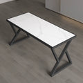 Table basse 120 x 60 x 45 cm plateau effet marbre blanc structure métallique noire style contemporain