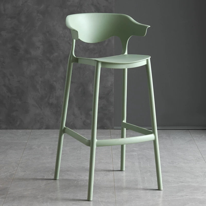 Tabouret de bar 50 x 53 x 103 cm en polypropylène vert sauge avec dossier style contemporain