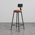 Tabouret de bar 45 x 50 x 100 cm en métal noir et revêtement brun avec dossier style industriel