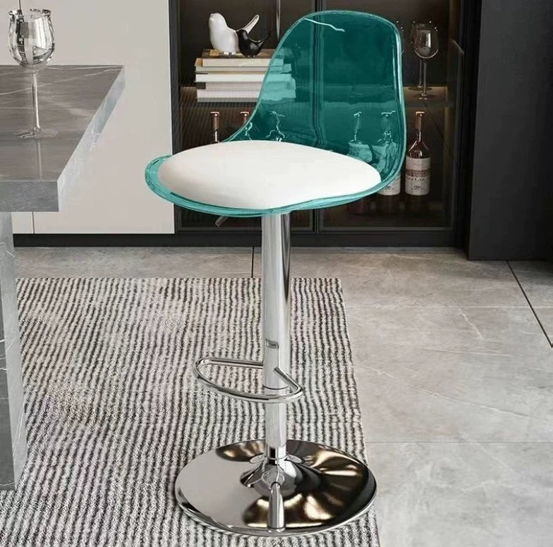 Tabouret de bar 48 x 50 x 96 cm vert transparent et blanc avec hauteur réglable