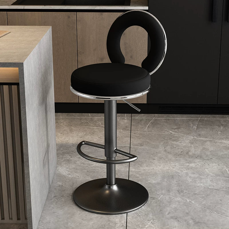 Tabouret de bar 50 x 52 x 108 cm en simili cuir noir réglable style contemporain