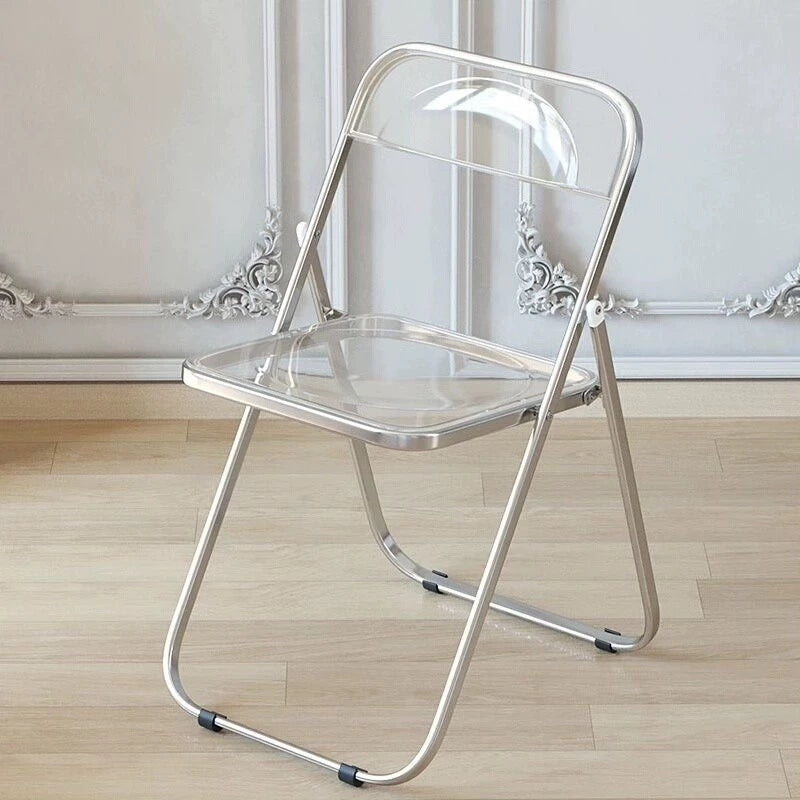 Chaise pliante 46 x 46 x 78 cm transparente en plastique avec structure métallique