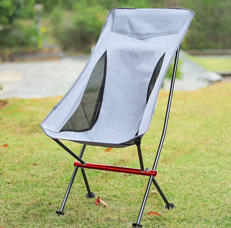 Chaise de camping pliante 58 x 58 x 80 cm en polyester gris pour extérieur