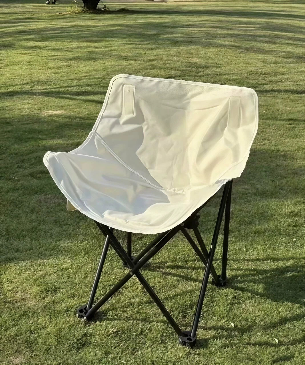 Chaise pliante de jardin 58 x 60 x 85 cm textile blanc structure acier noir