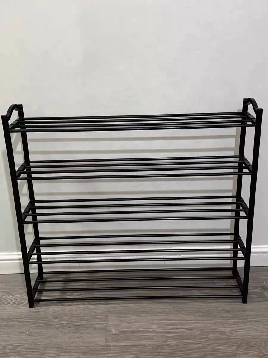 Étagère à chaussures 80 x 30 x 90 cm en métal noir à 5 niveaux pour rangement intérieur