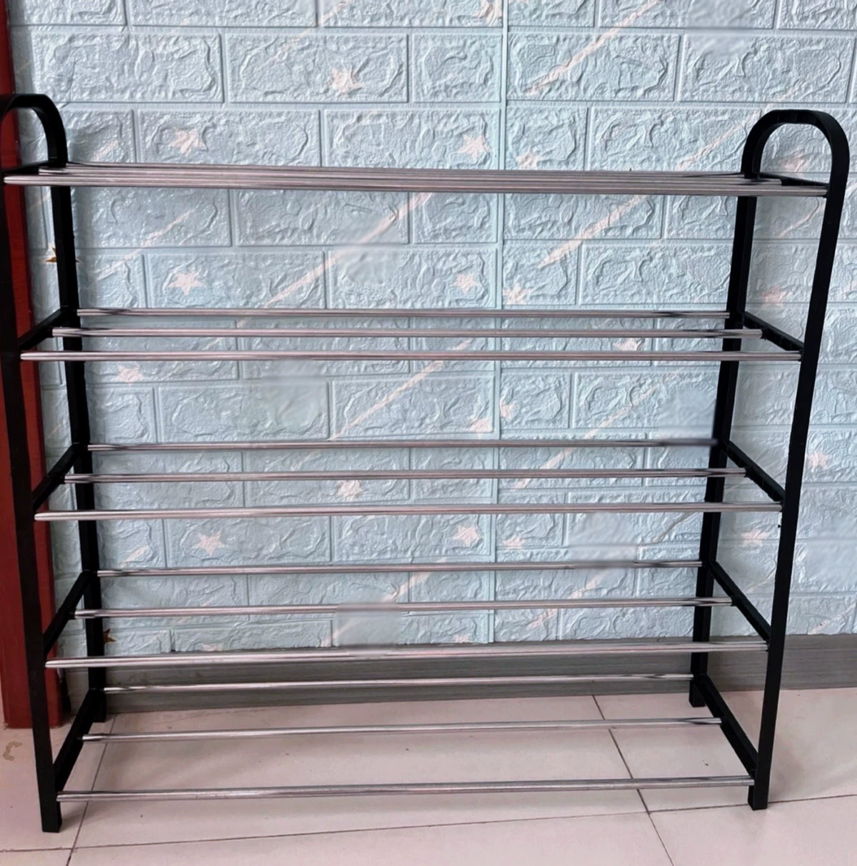 Étagère à chaussures 100 x 30 x 160 cm en métal noir et argent - rangement à 10 niveaux